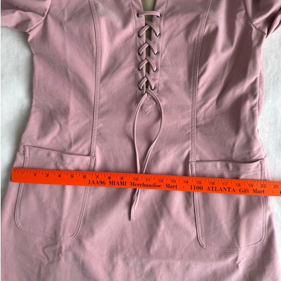 Free People Faux Suede Rose Pink Mini Dress Medium Lace‎ Up Accent Boho Chic - Picture 12 of 16
